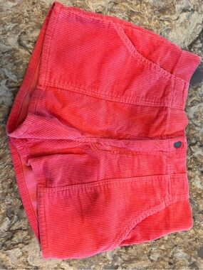 Corduroy High-Waist Women's Shorts in Coral Pink